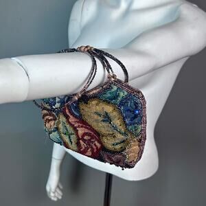 Jessica McClintock bag wristlet bracelet beaded cottagecore vintage boho floral
